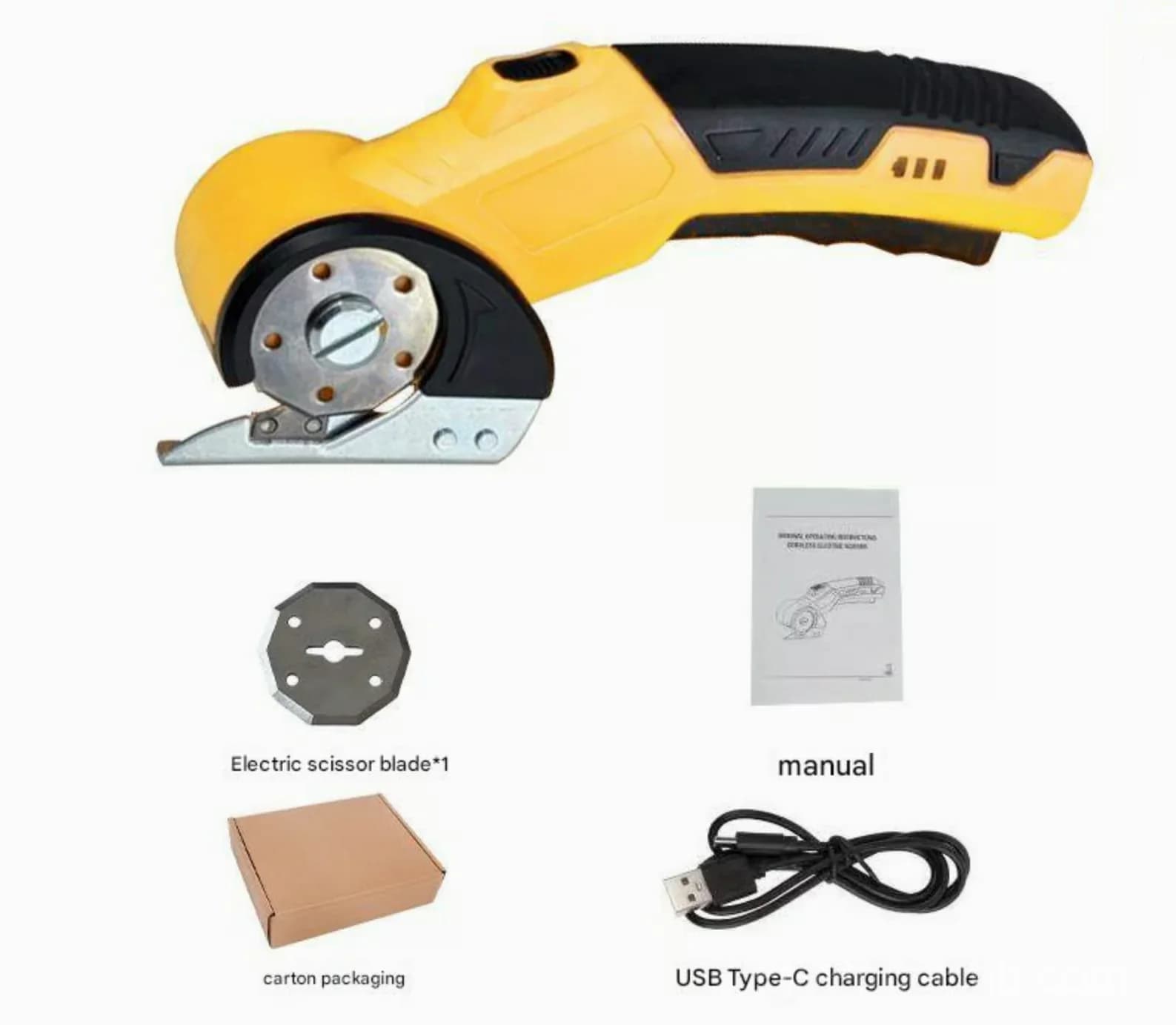 Cordless Electric Scissors with 1 Blade and Box, Yellow - Main