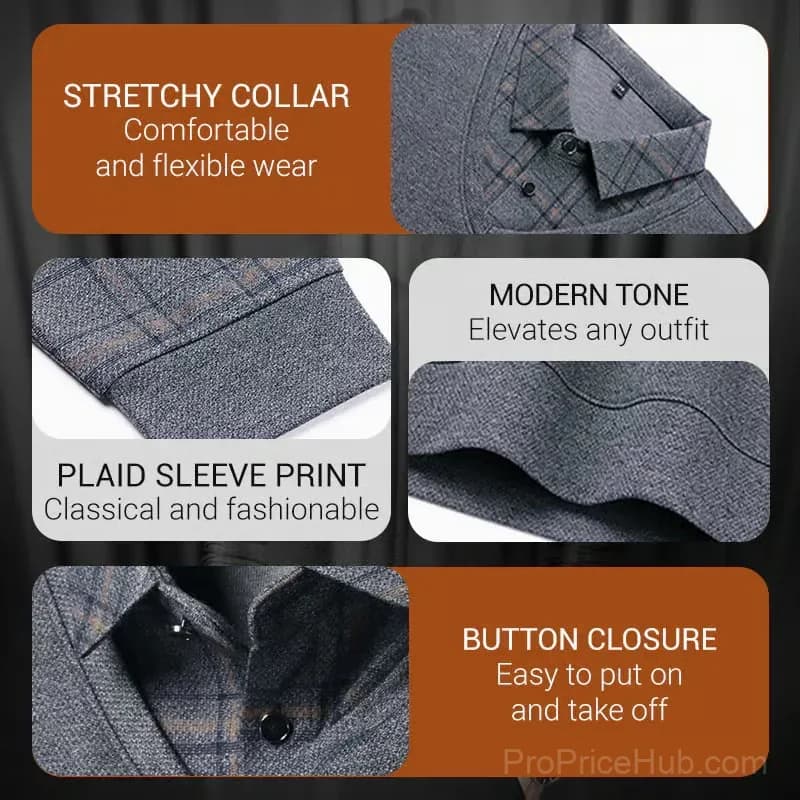 Men's Faux Two-Piece Lapel Long-Sleeve Top, Grey M - View 9