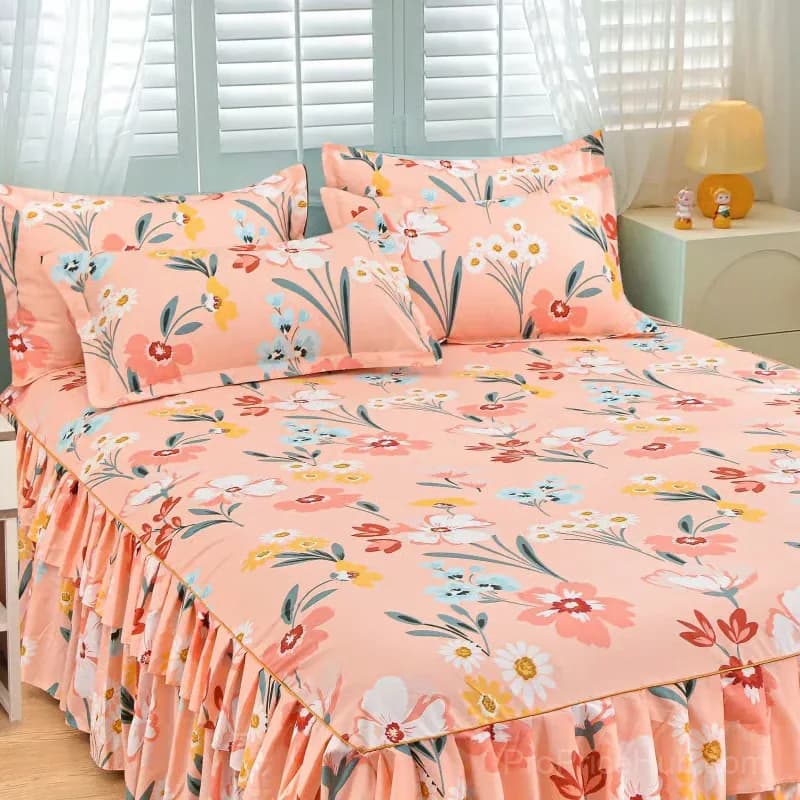 3-Piece Green Ruffled Bed Skirt Set, Cot Size 40 x 75 in - View 4