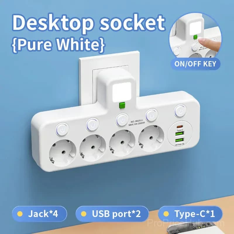 Smart Power Strip with USB Ports, EU Plug, White, 2 Outlets - View 19