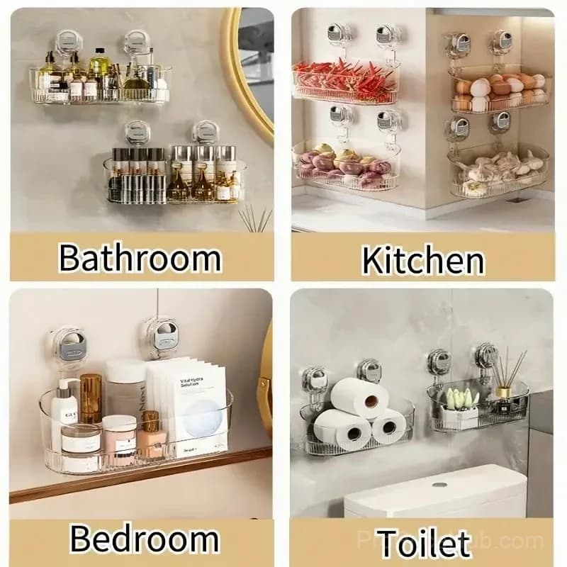 No-Drill Bathroom Suction Storage Box, Large Capacity - View 4