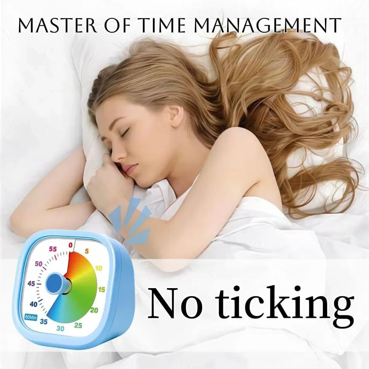 60-Minute Visual Timer for Kids, Silent Countdown, Blue - Alt