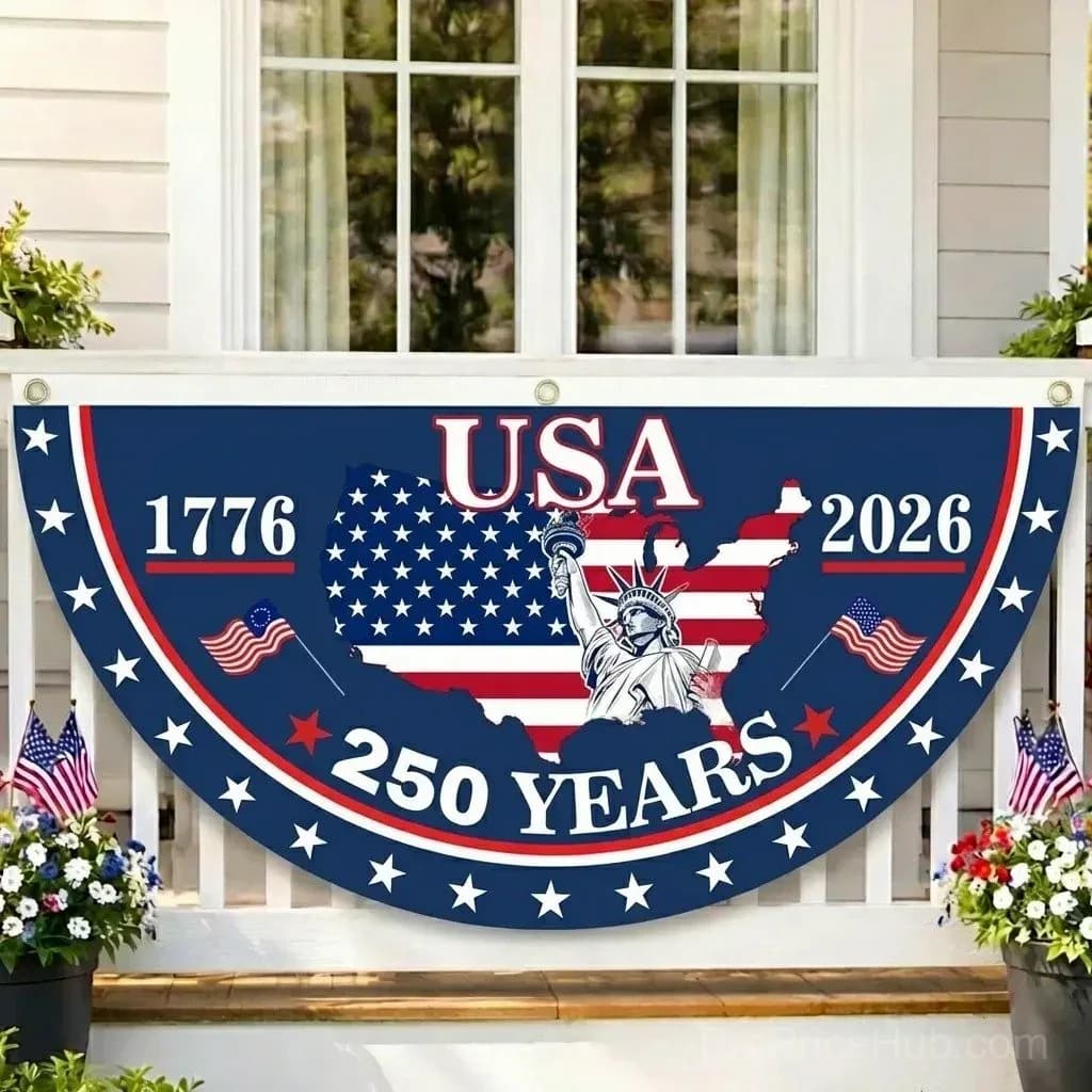 250th Anniversary USA Patriotic Fan Flag Banner - View 2