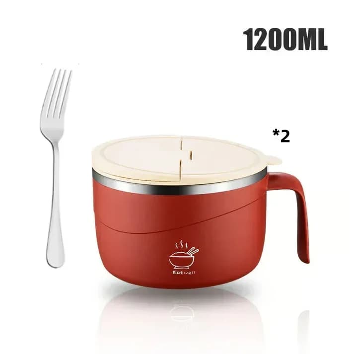 304 Stainless Steel Insulated Ramen Bowl, Black, 1200ml, 1 Pc - View 23