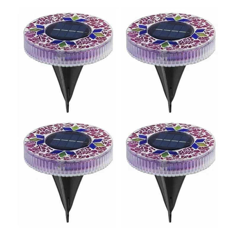 Blue Mosaic Solar Disk Decorative Lights, 4-Pack - View 5