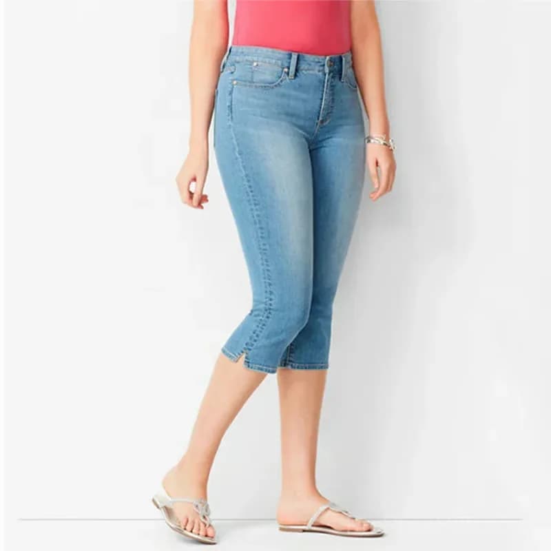 Women's Stretch Denim Capri Jeans, White, Size S - View 13