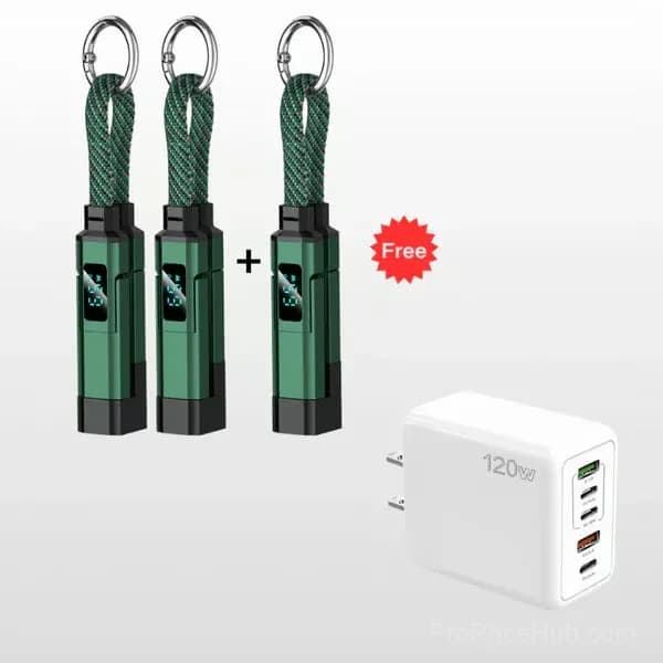 4-in-1 Digital Display Keychain Charging Cable, Black - View 25