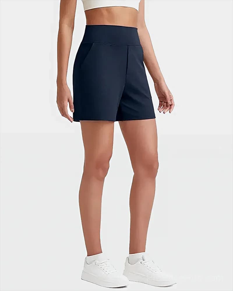 Women's High-Waisted Athletic Bermuda Shorts with Pockets - View 16