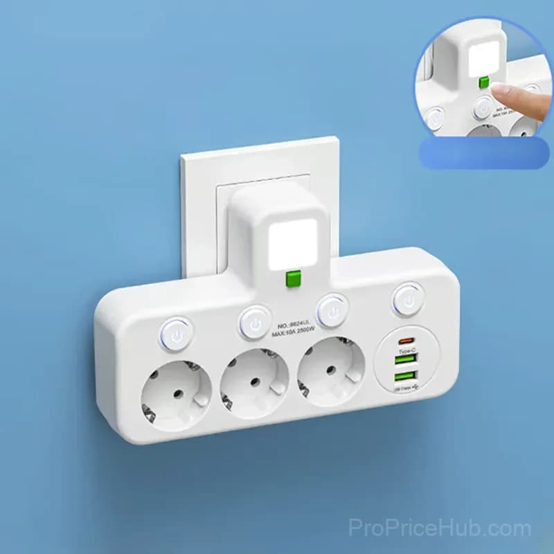 Smart Power Strip with USB Ports, EU Plug, White, 2 Outlets - View 10
