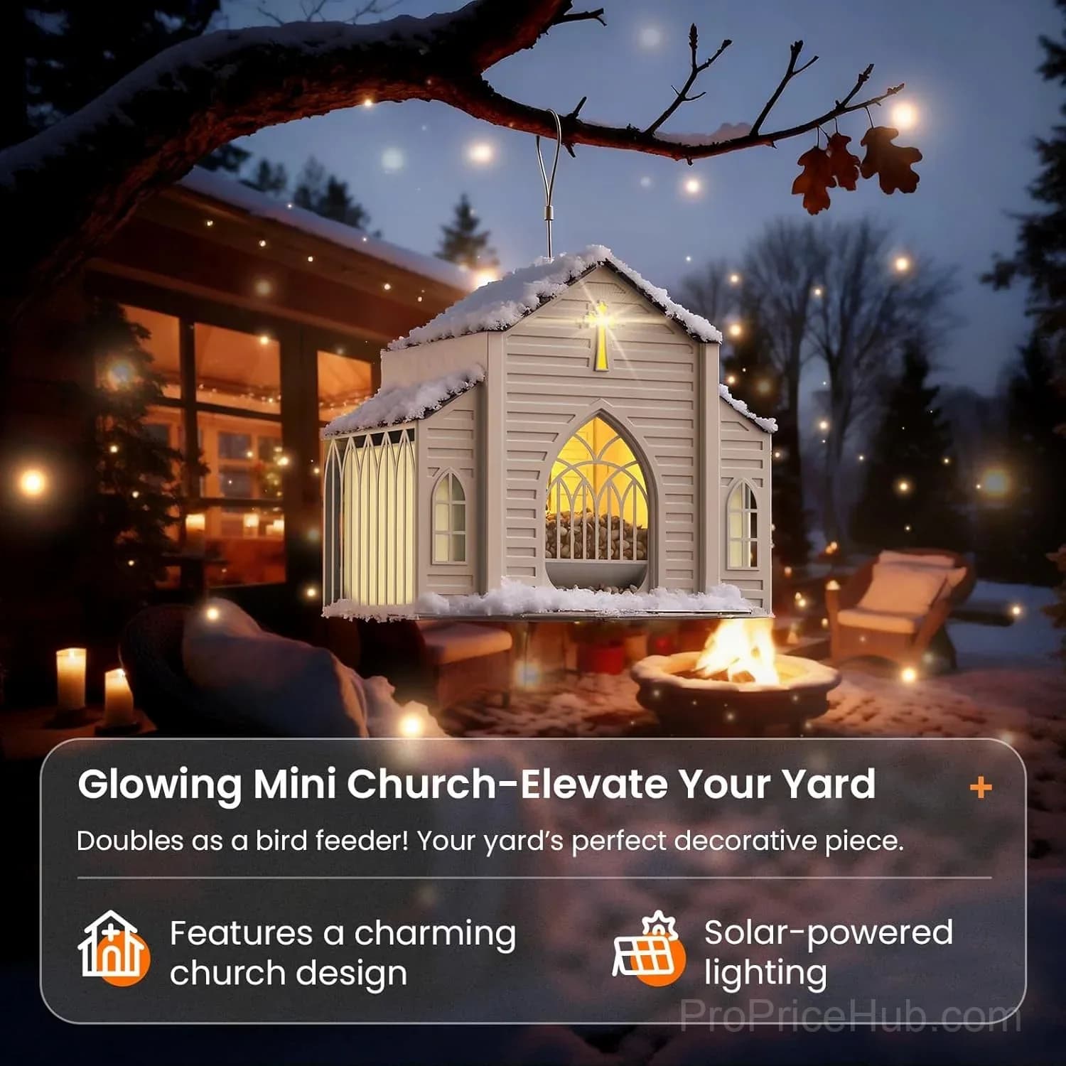 Church-Shaped Solar Bird Feeder for Garden Decor - View 6
