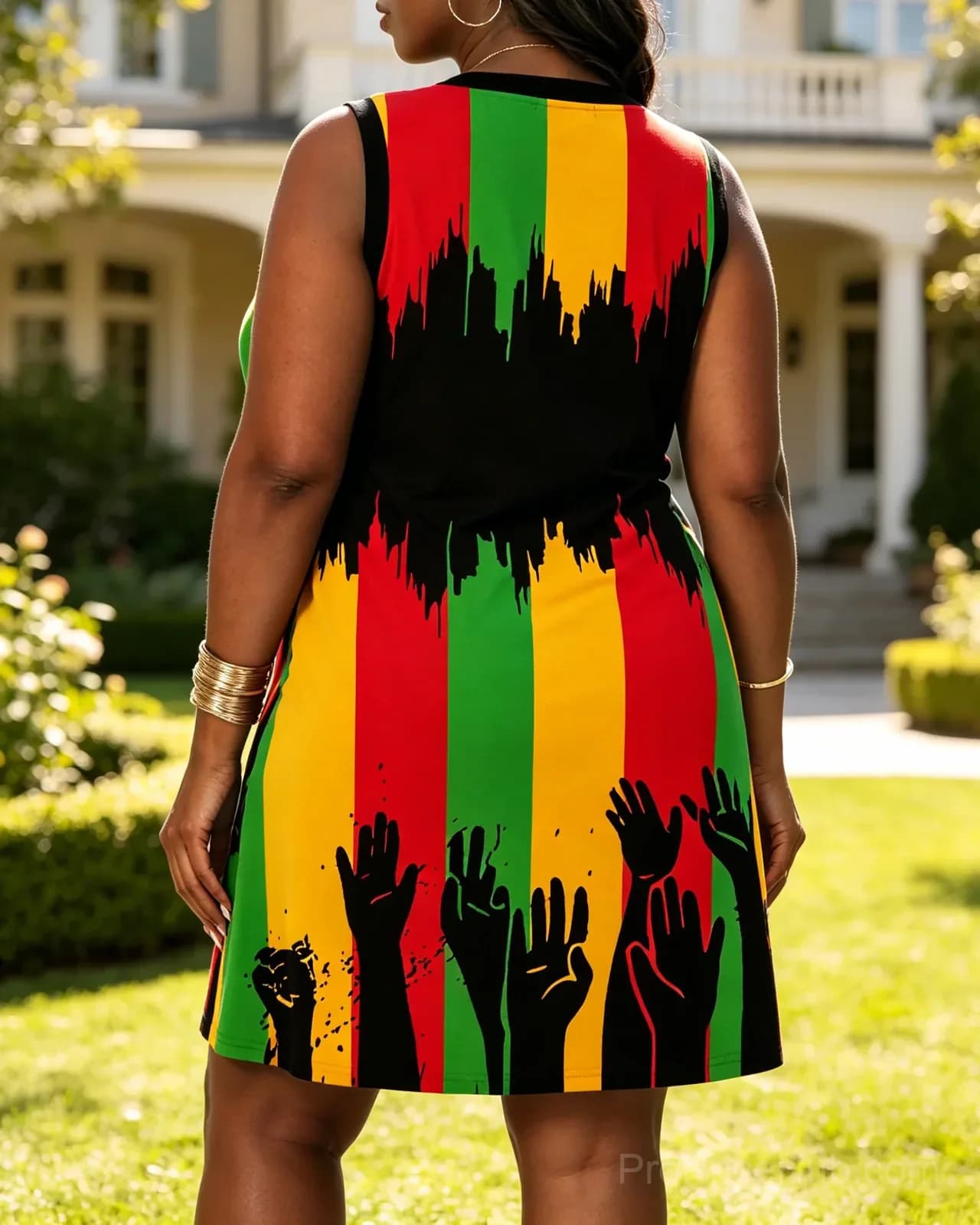 Juneteenth V-Neck Mini Dress with Pocket - Alt
