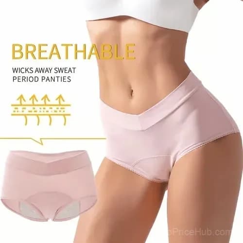 High-Waisted Leak-Proof Period Panties, Pink, L (153-175 lb) - View 5