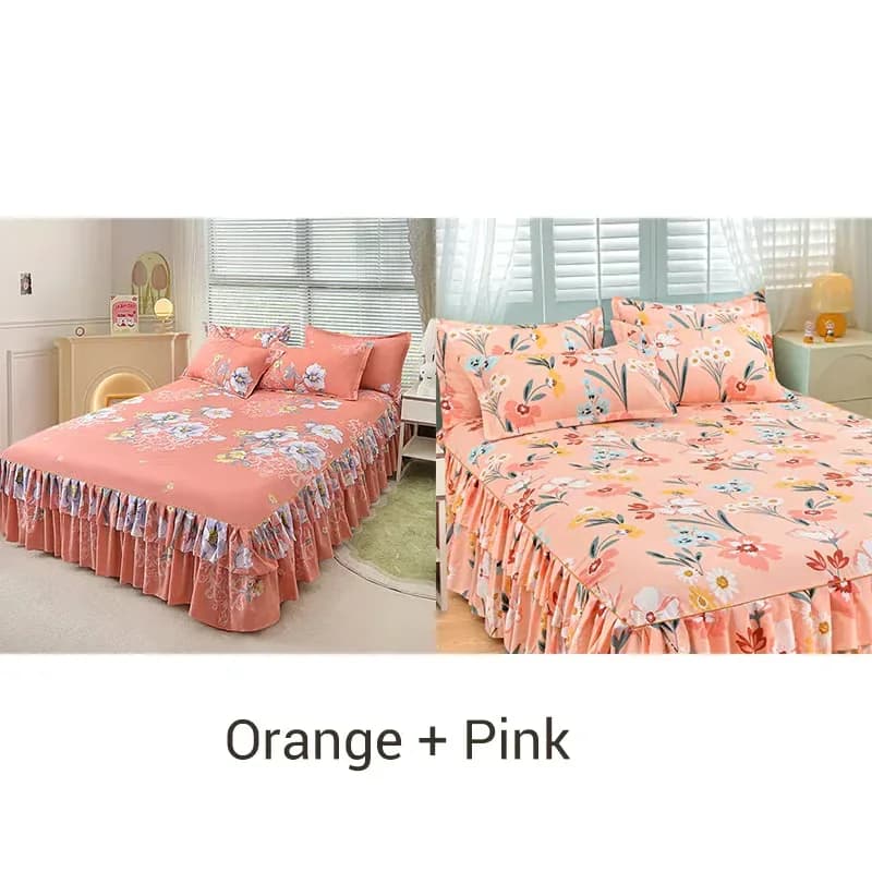 3-Piece Green Ruffled Bed Skirt Set, Cot Size 40 x 75 in - View 13