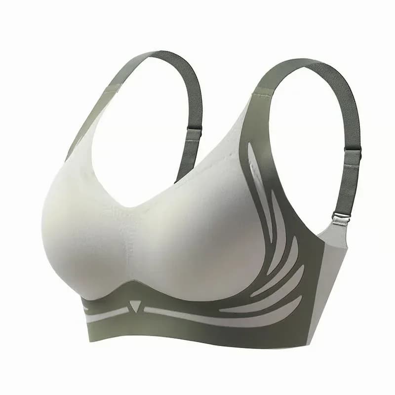 Women's Wire-Free Push-Up Anti-Sagging Bra, Green, M (B/C) - Main