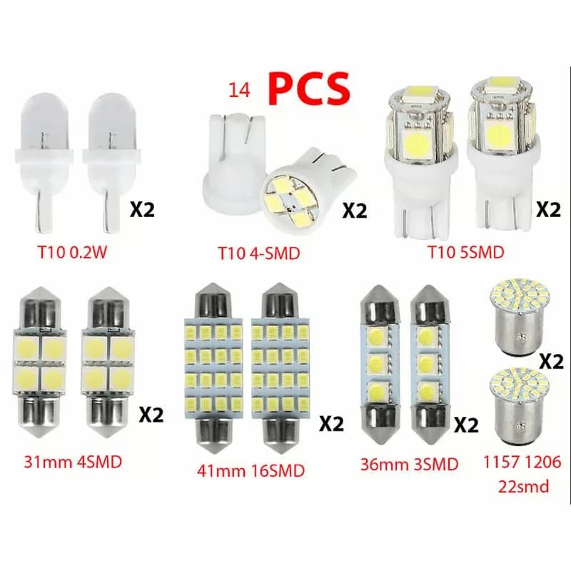 Diamond-White Full-Cabin LED Interior Light Kit, 14-Piece Set - Main