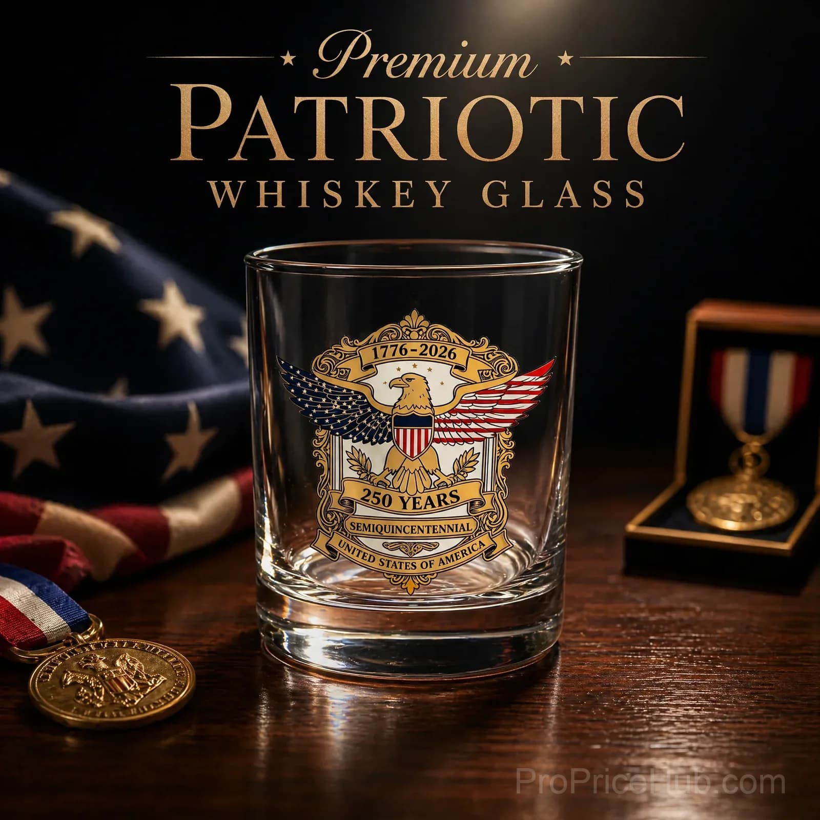 250th Anniversary American Patriotic Whiskey Glass 1776-2026 - View 18