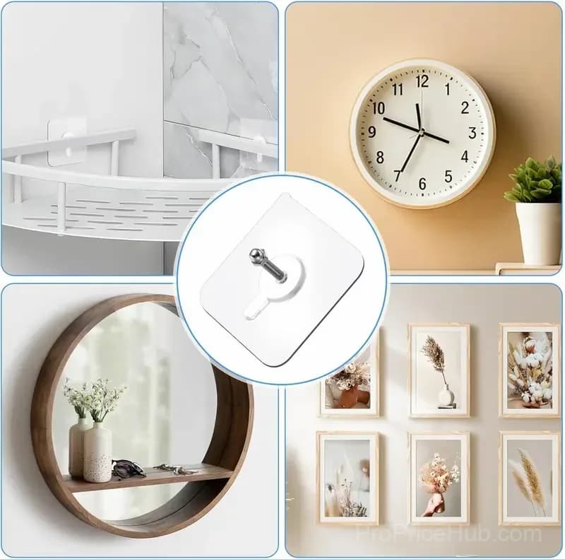 Self-Adhesive Acrylic Photo Hooks, Stainless Steel & Ceramic - Main