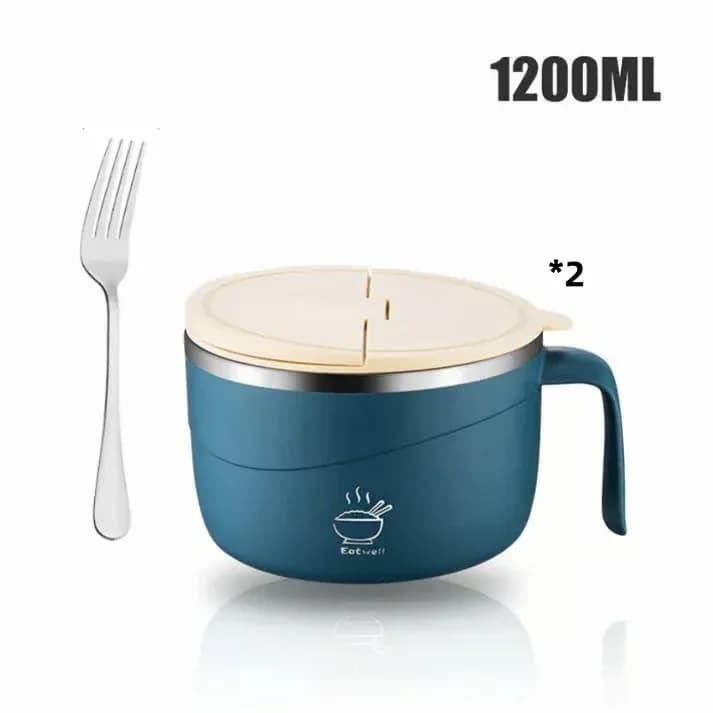 304 Stainless Steel Insulated Ramen Bowl, Black, 1200ml, 1 Pc - View 27