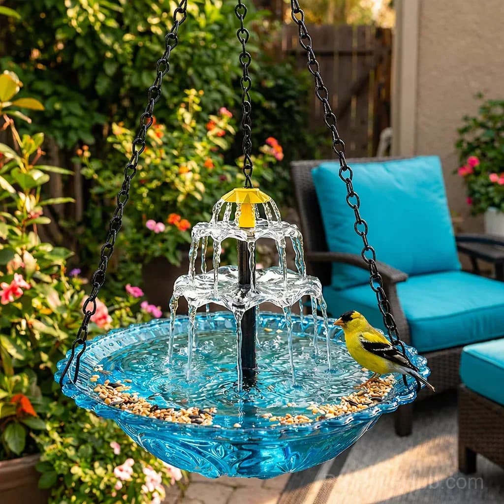 Solar Cascade Hanging Bird Bath Fountain - View 13