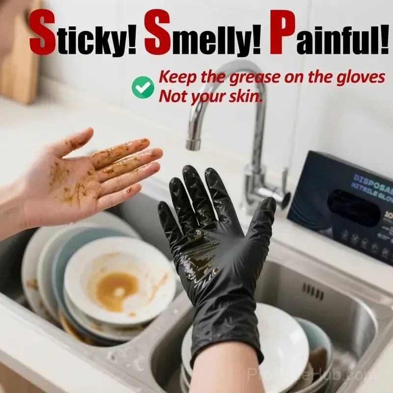 Black Nitrile Gloves, 6mil Heavy Duty, 100 Count, Latex Free, Powder Free - Alt