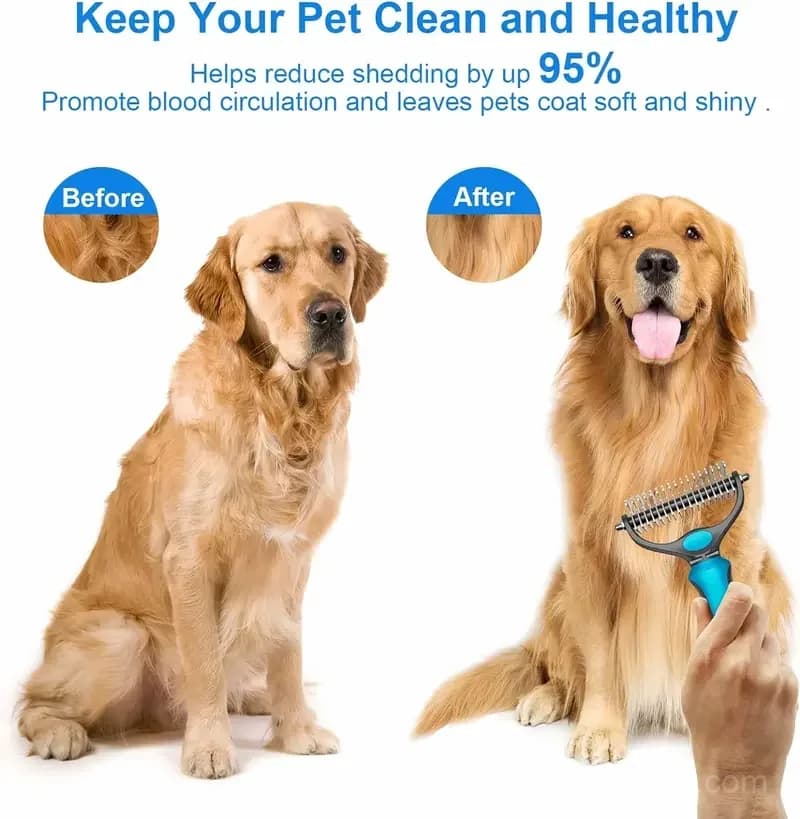 Double-Sided Undercoat Rake for Dogs and Cats – Shedding & Dematting Brush - View 7