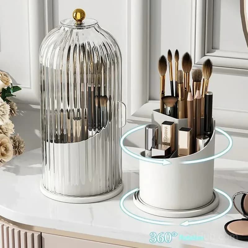 Sliding Lid Toothbrush Organizer, White - Main