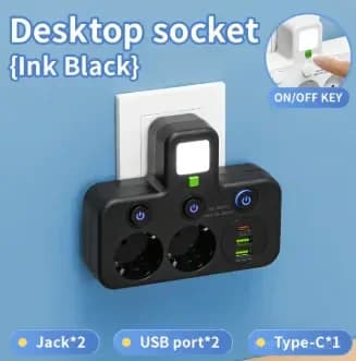 Smart Power Strip with USB Ports, EU Plug, White, 2 Outlets - View 20