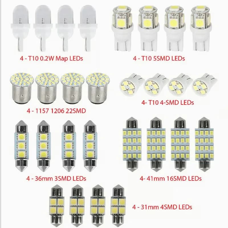 Diamond-White Full-Cabin LED Interior Light Kit, 14-Piece Set - Alt