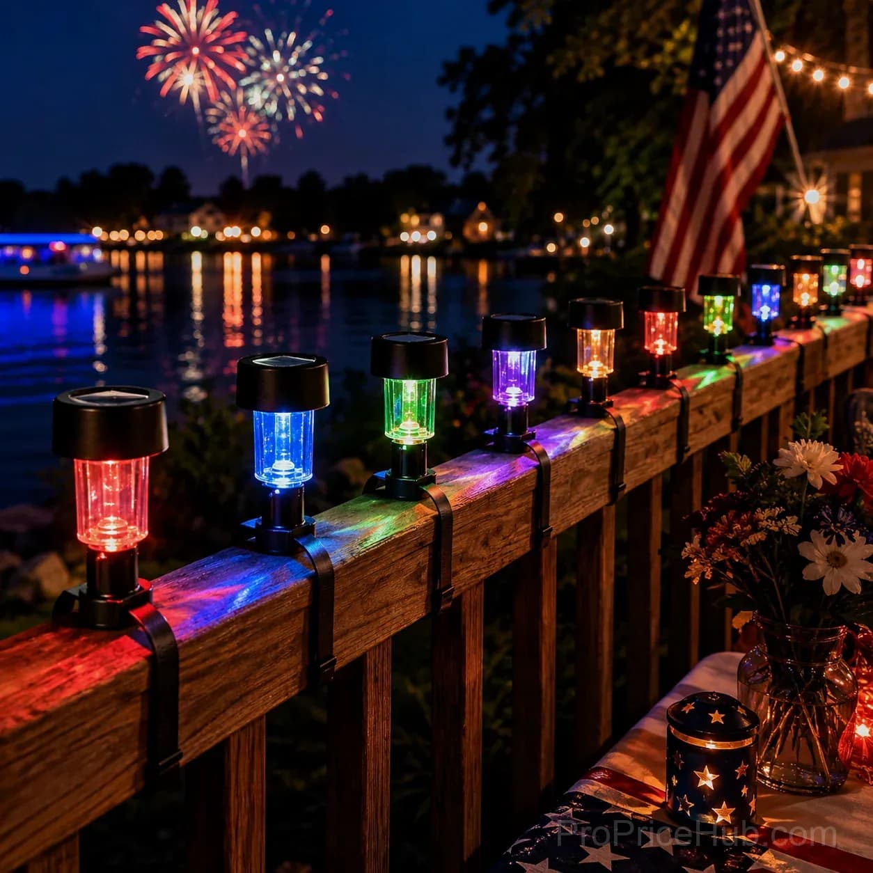 4-Pack Solar Outdoor Railing Lights with Flexible Strap - Alt