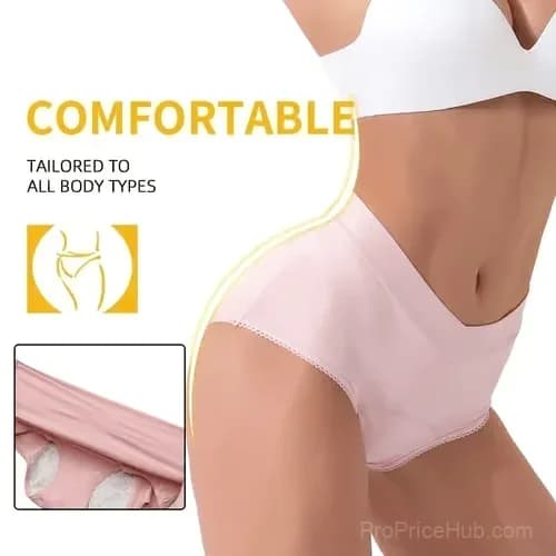 High-Waisted Leak-Proof Period Panties, Pink, L (153-175 lb) - Alt