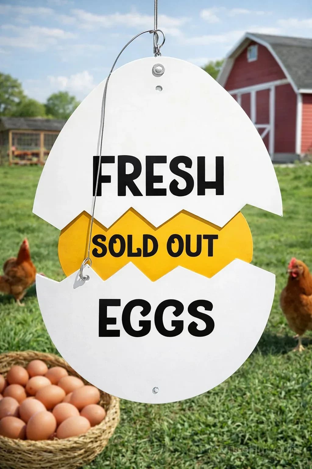 Vintage Farm Fresh Eggs Metal Sign - Rustic Coop & Market Decor - Main