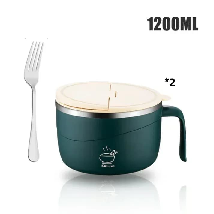 304 Stainless Steel Insulated Ramen Bowl, Black, 1200ml, 1 Pc - View 25