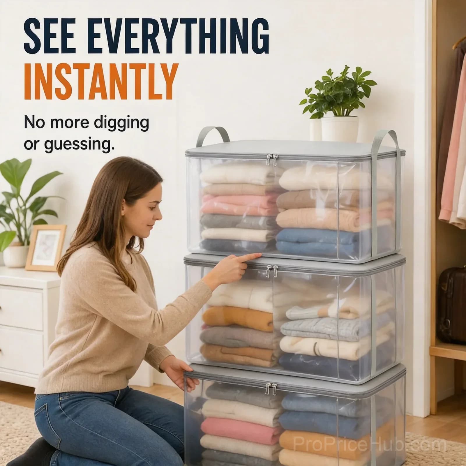 Large Extra-Strong Clear Plastic Storage Bag, Horizontal, 1 Pack - View 4