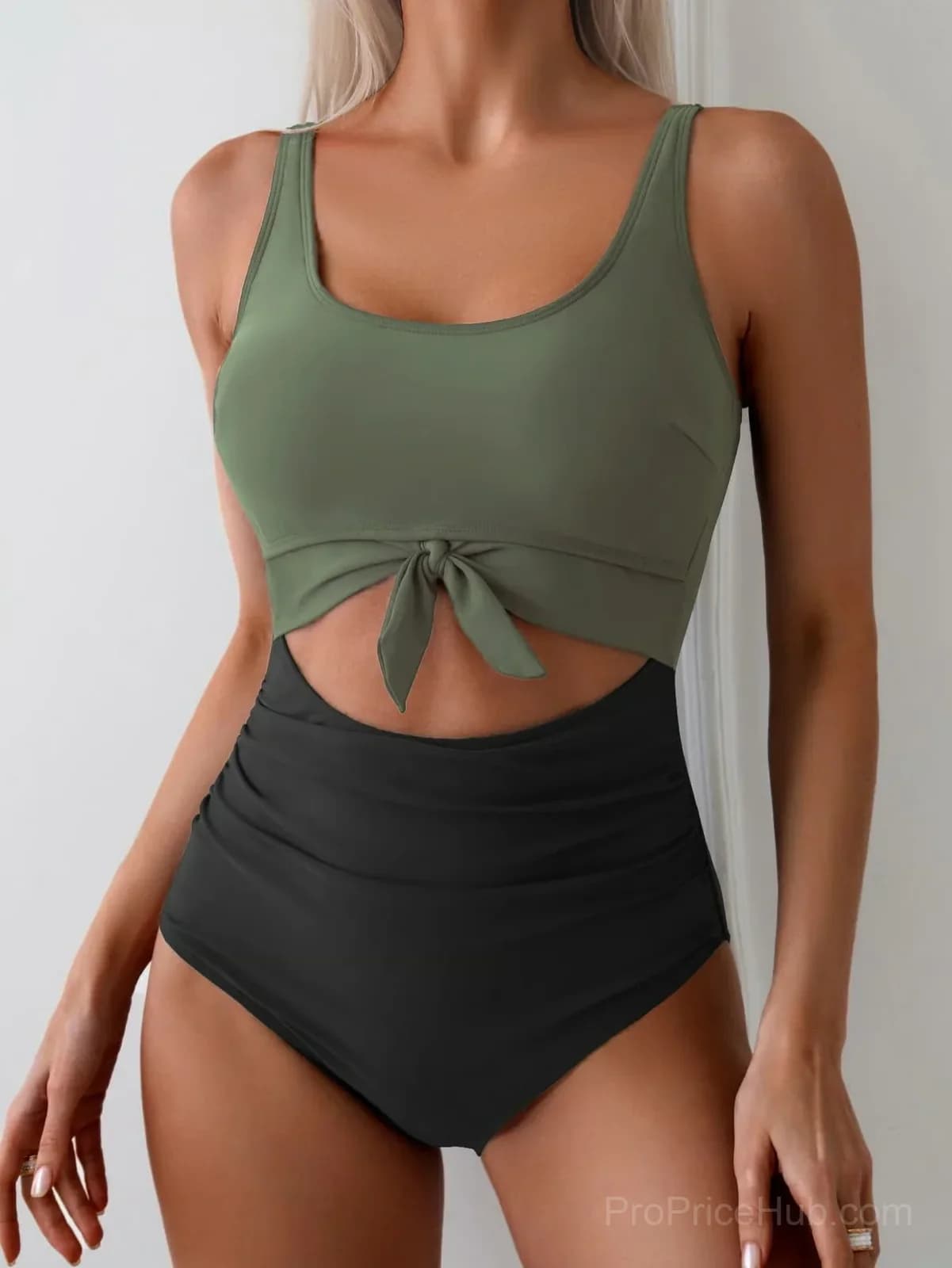 Women's Tummy Control Cutout One-Piece Swimsuit, Pink, S - View 13