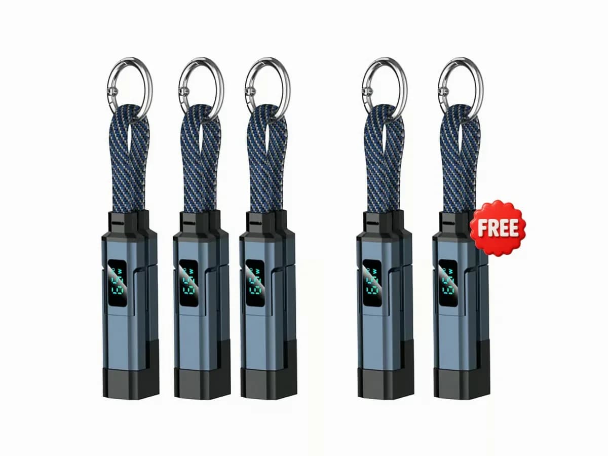 4-in-1 Digital Display Keychain Charging Cable, Black - View 31