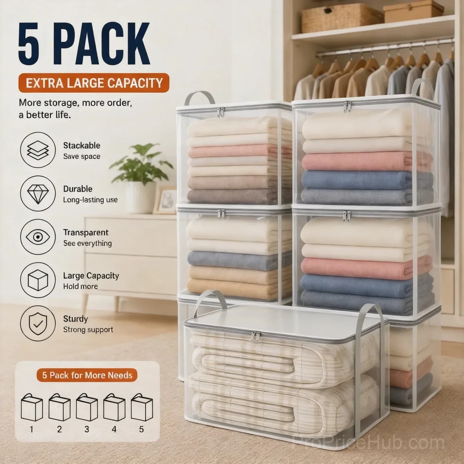 Large Extra-Strong Clear Plastic Storage Bag, Horizontal, 1 Pack - View 9