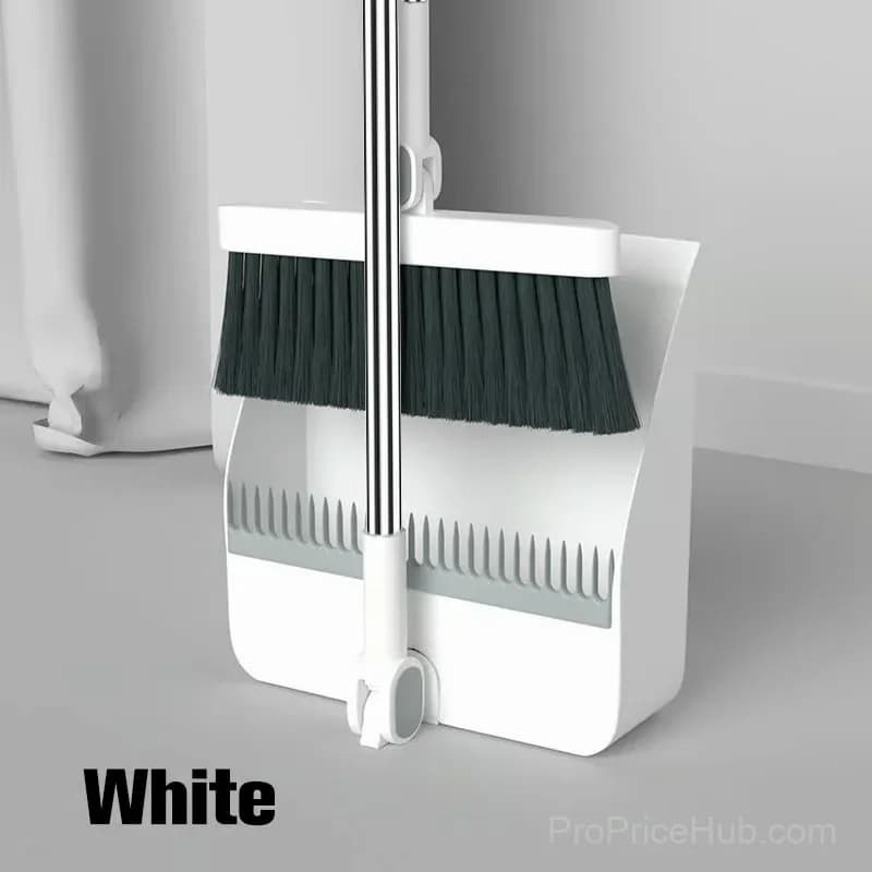 Stand-Up Dustpan and 180° Rotating Broom Set, Blue - View 11