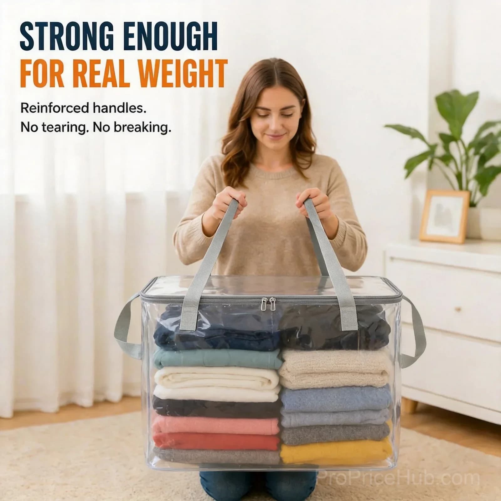 Large Extra-Strong Clear Plastic Storage Bag, Horizontal, 1 Pack - View 5