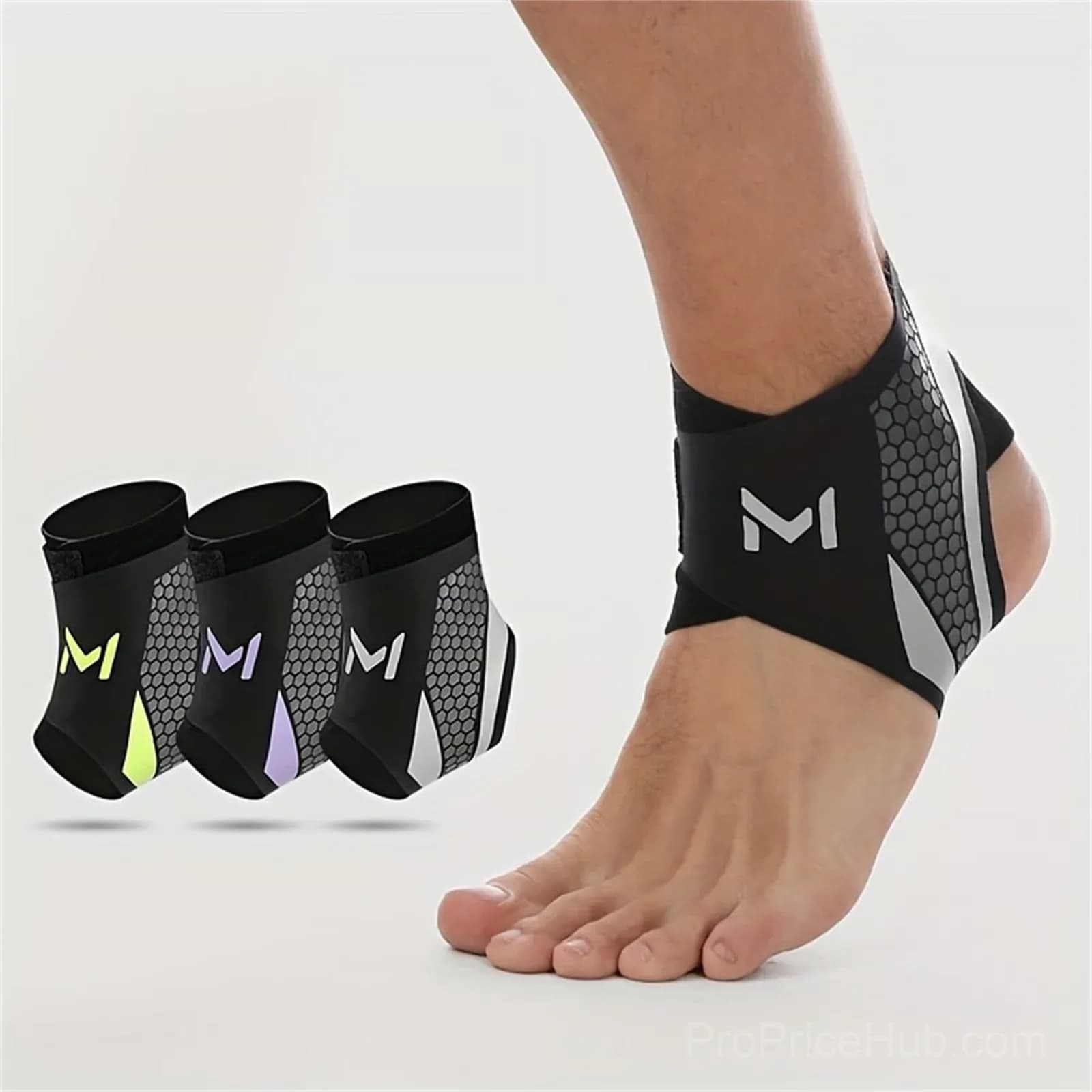 Lightweight Compression Ankle Brace Support, Black-Green - Alt