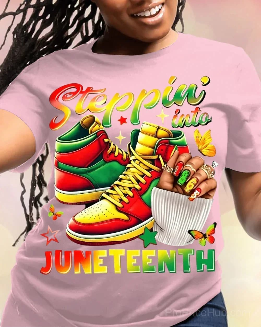 100% Cotton Steppin' Into Juneteenth Crew Neck Short Sleeve T-Shirt - View 3