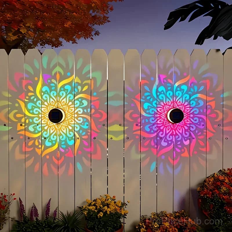 Solar Mandala Wall Light for Outdoor Garden Fence Projector - View 3