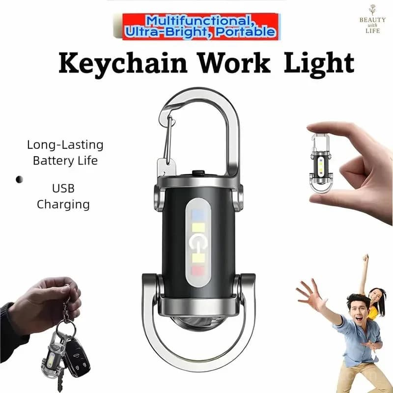 Rechargeable Mini Keychain Flashlight, 800 Lumens, 6 Modes - Main