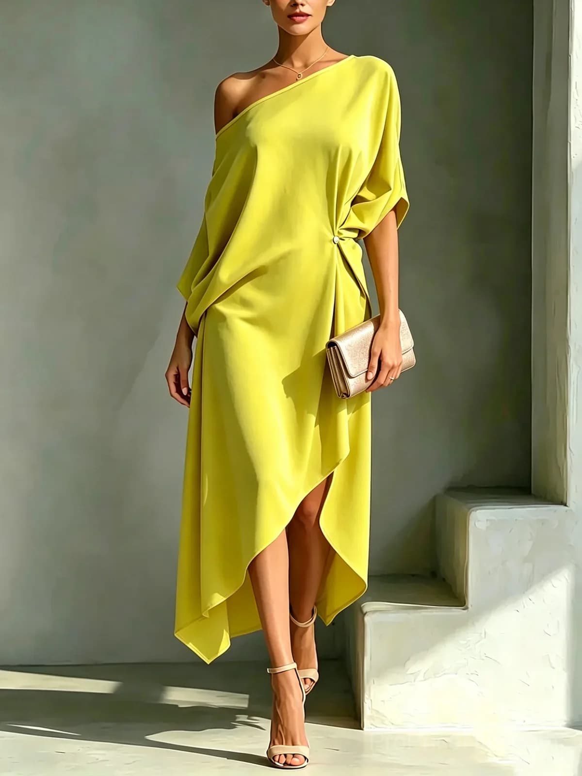 Asymmetrical-Hem Dress - Elegant & Stylish - Main