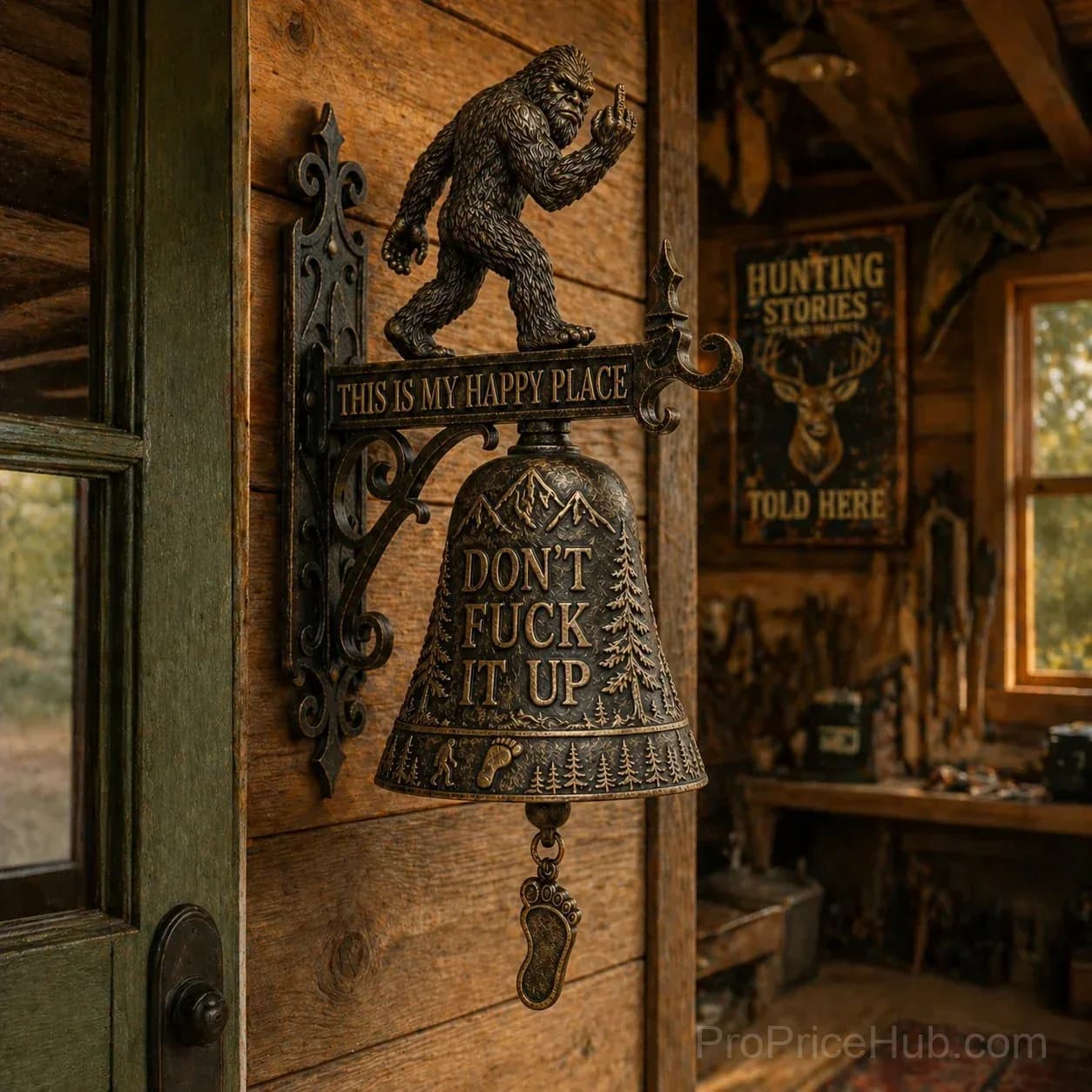 Funny Wall Bell – Rustic Sasquatch Doorbell Decor - Alt