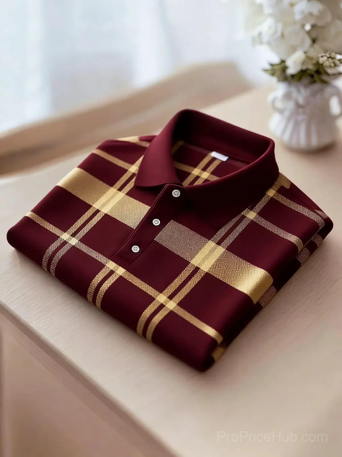 Men's Black and Yellow Plaid Short Sleeve Polo Shirt - View 3