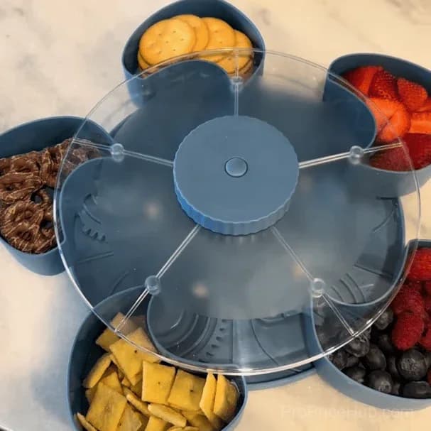5-Compartment Rotating Party Platter – Divided Spin & Snack Serving Tray - View 5
