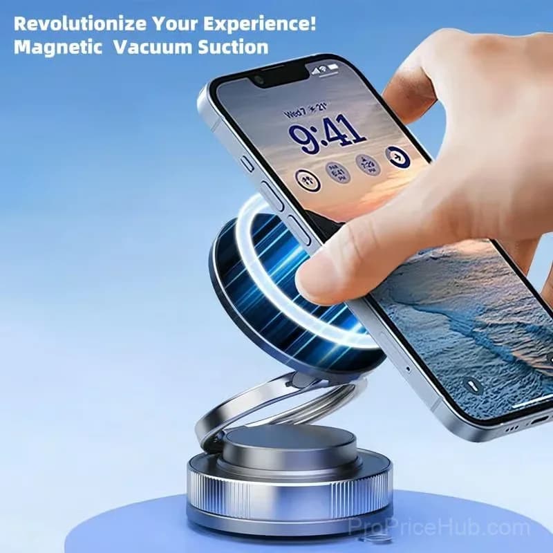 360° Adjustable Vacuum Magnetic Car Phone Holder, 1-Pack - Alt