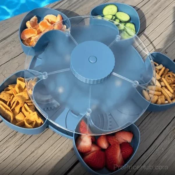 5-Compartment Rotating Party Platter – Divided Spin & Snack Serving Tray - View 2