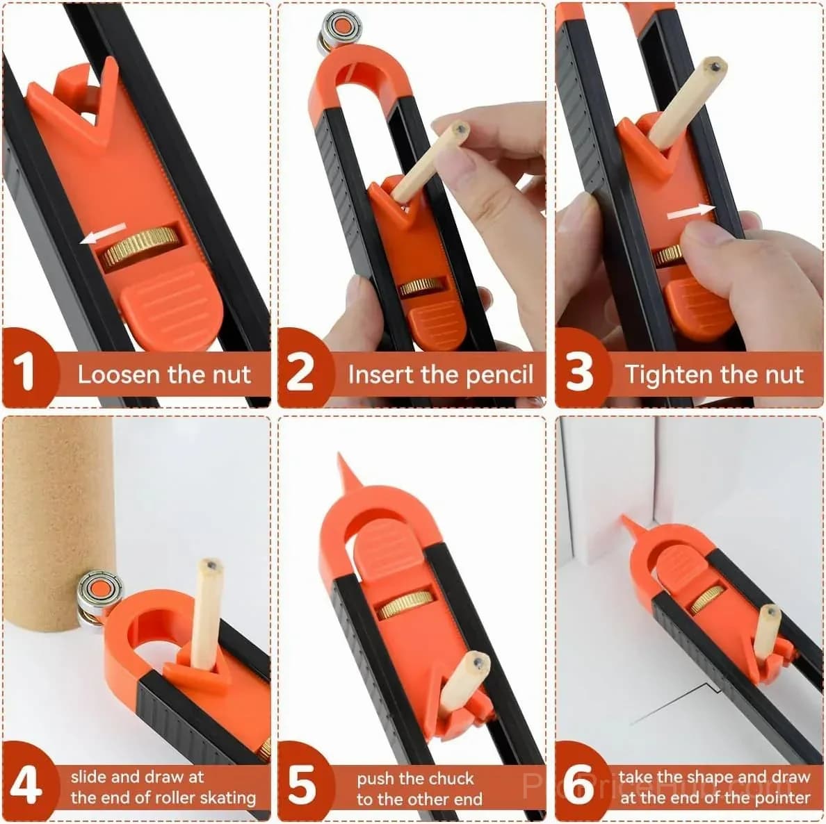 Contour Gauge Scribe Tool with Lock and Pencil - View 3