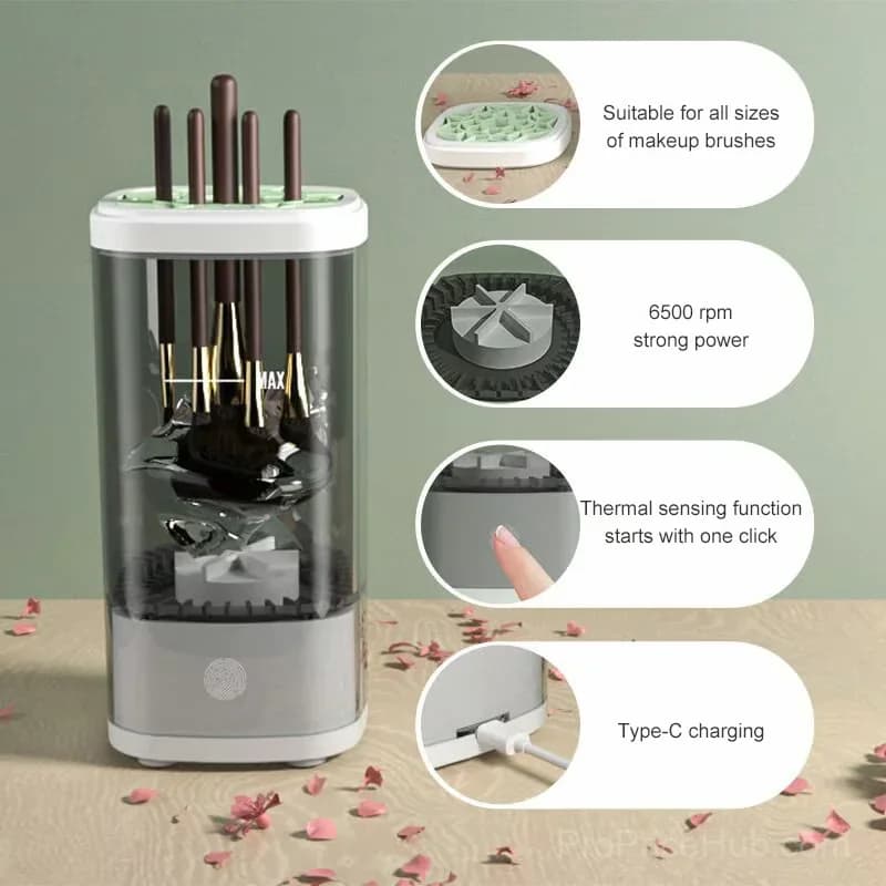 Electric Makeup Brush Cleaner, Grey - Main
